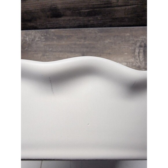 Pampered Chef 9" Stone Pie Plate Satin White Glaze #100738 Scalloped Edge USA - Picture 5 of 5